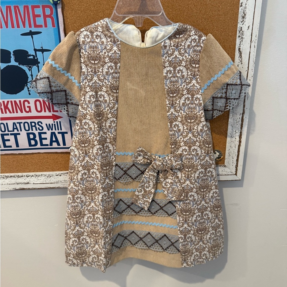 Charming Brown and Cream Kids Casual Dress